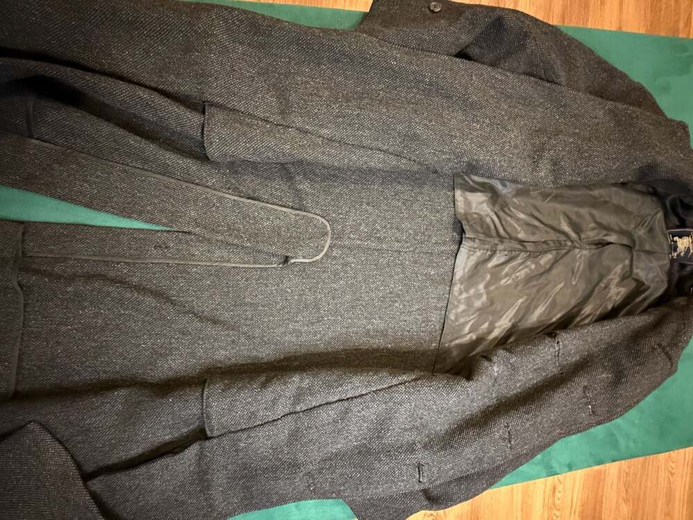 Vintage Burberrys Dark Gray Herringbone Wool Blend Overcoat Topcoat - Picture 7 of 7